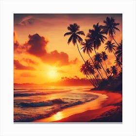 Sunset On The Beach Canvas Print