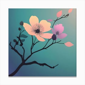 Flowering Branch, Turquoise, Peach & Lilac Canvas Print