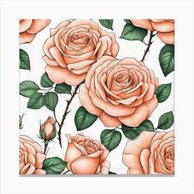 Seamless Pattern With Roses 2 Canvas Print