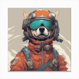A Badass Anthropomorphic Fighter Pilot Dog, Extremely Low Angle, Atompunk, 50s Fashion Style, Intric Canvas Print