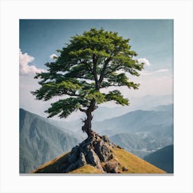 Lone Tree On Top Of Mountain 36 Canvas Print