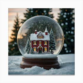 Snow Globe With House Canvas Print