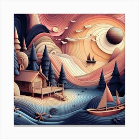 3d Paper Art 1 Canvas Print