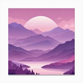 Misty mountains background in purple tone 109 Canvas Print