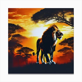 Lion In The Sunset Canvas Print