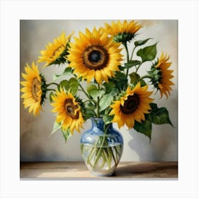 Sunflowers In A Vase Canvas Print