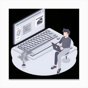 Man Working On A Laptop 1 Canvas Print