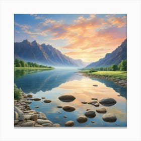 Sunrise Over The River Canvas Print