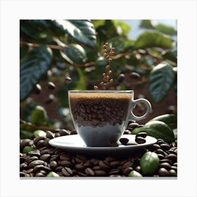 Coffee Cup With Coffee Beans 9 Canvas Print