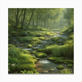 Tranquil stream in the woods  Canvas Print