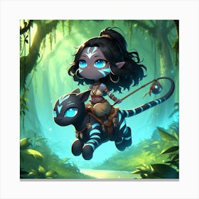 Avatar Girl Riding A Tiger Canvas Print