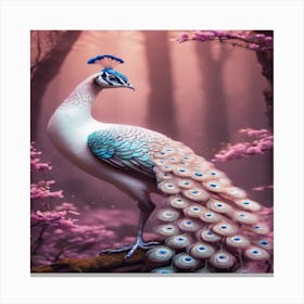 Peacock In The Forest Canvas Print