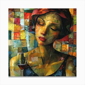 Woman With A Glass Of Wine Canvas Print