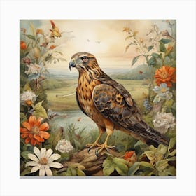 Hawk In The Field Canvas Print