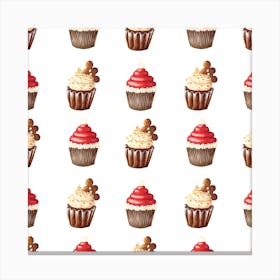 Christmas Cupcakes Seamless Pattern Canvas Print