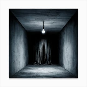 Dark Room With Light Bulb Canvas Print