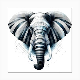 Elephant Head - Abstract Line Art Illustration 157 Canvas Print