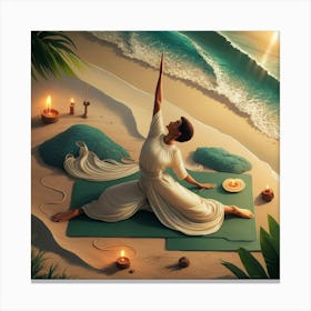 Yoga On The Beach Canvas Print