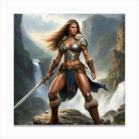 Warrior Woman With A Sword Canvas Print