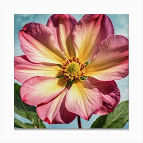 Pink And Yellow Dahlia Canvas Print