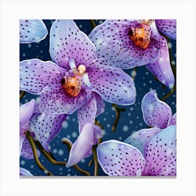 Orchids On A Blue Background Canvas Print