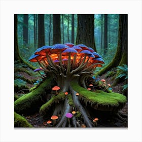 Fungus Forest Mushroom Fireworks Canvas Print