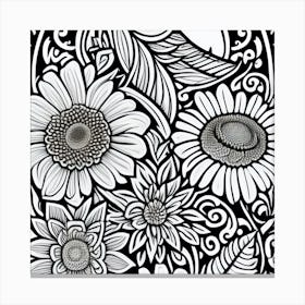 Doodle Flowers Canvas Print