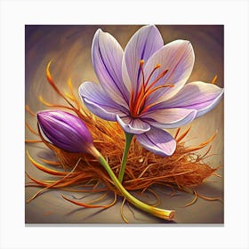 Saffron Flower And Stamens Canvas Print