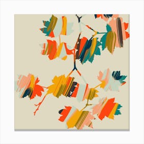 Colorful Hanging Maple Leaves Square Canvas Print