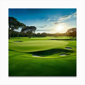 Golf Course At Sunset 3 Canvas Print