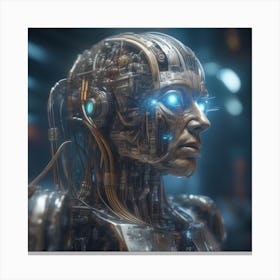 Futuristic Portrait Of A Robot Canvas Print