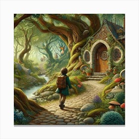 Strolling Into The Garden Of Amsterdam S Hidden Arboretum, Discovering Fairy Grottos Style Whimsical Fantasy Illustration (2) Canvas Print