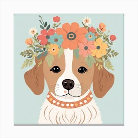 Floral Baby Dog Nursery Illustration (14) Canvas Print