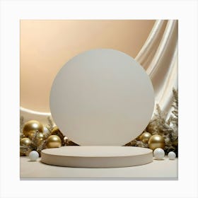 White Circle With Gold Ornaments Canvas Print
