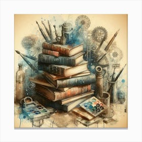 Books And Tools Canvas Print