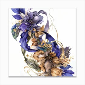 Blue And Gold Flowers 1 Canvas Print