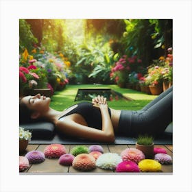 Yoga In The Garden Canvas Print