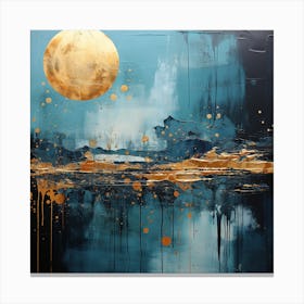 Moon In Blue And Gold Canvas Print