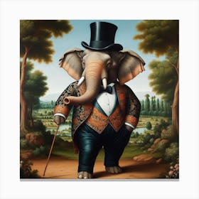 A Renaissance Painting Of An Elephant In A Tuxedo Canvas Print