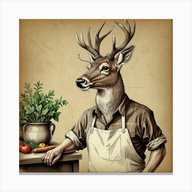 Chef Deer 2 Canvas Print