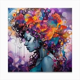 Woman With Flowers In Her Hair Canvas Print