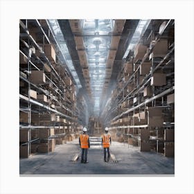 Warehouse Workers In A Warehouse Canvas Print