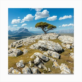 Lone Tree On A Rock Canvas Print