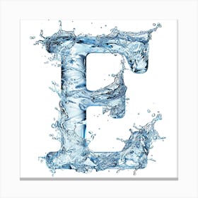 Water Splash Letter E Canvas Print