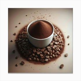 Coffee Cup With Coffee Beans Canvas Print