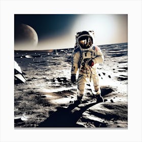 Astronaut On The Moon Canvas Print