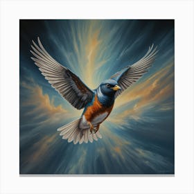 Bluebird In Flight 1 Canvas Print