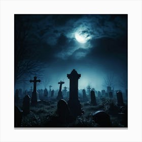 Death Fear Rising Full Fog Gravestone Dark Night Evil Background Holiday Horror Undead (25) Canvas Print