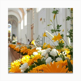 Flowers In A Church Canvas Print