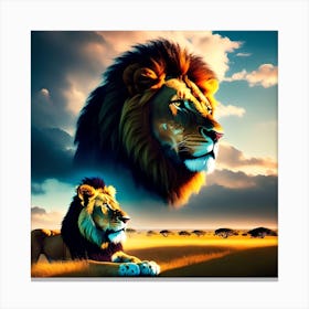 Lions In The Wild Canvas Print